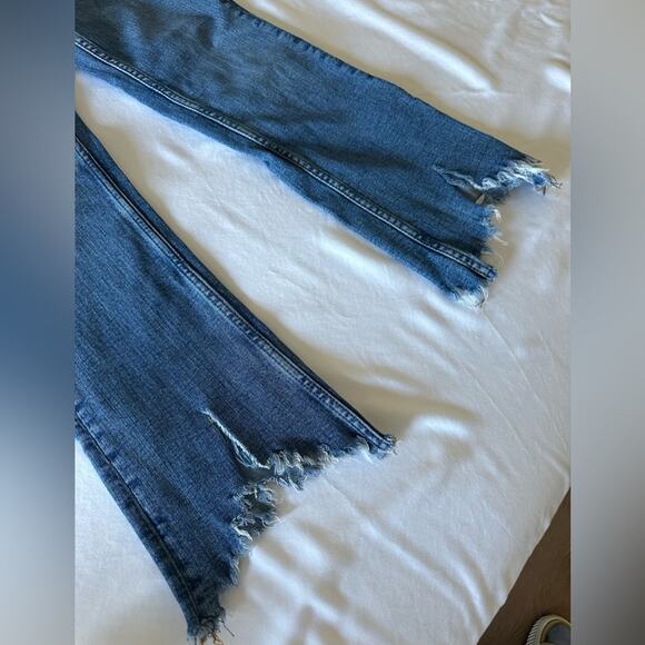 $60 Zara Bootcut Crop Chewed Hem - US 6 - blue - Picture 3 of 9